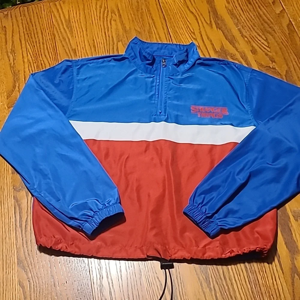 Stranger Things Blue and Red Windbraker Pullover Jacket - Men's Medium